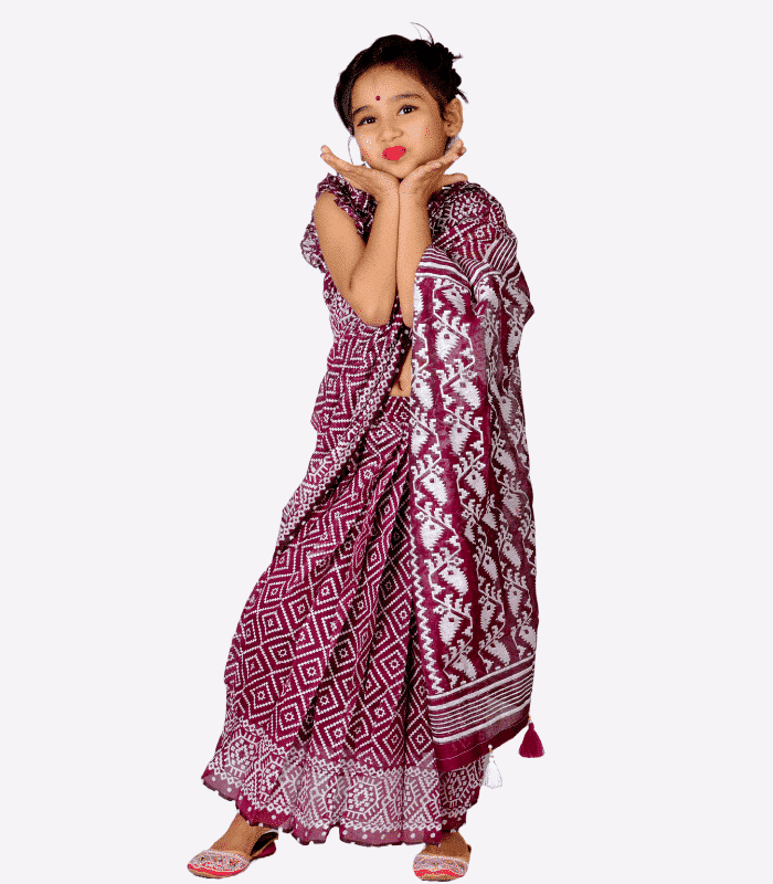 Nakful Jamdani print Baby Ready Saree