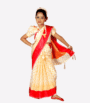 Red and Off White Double Layer Katan