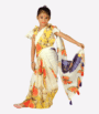 Yellow Butterfly Chanderi Silk Baby Ready Saree with soft, lightweight fabric and cute butterfly design—easy to wear and perfect for festive and party occasions.
