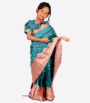 Sea Green Copper Shade Katan Baby Ready Saree