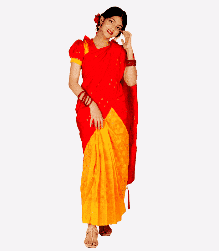 Red & Yellow Contrast Jamdani Baby Ready Saree