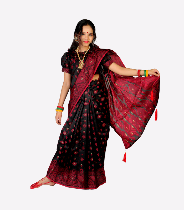 Multicolour Jamdani Nakful Baby Ready Saree