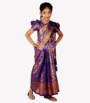 Blue & Red Pankha Benarashi Baby Ready Saree