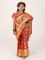 Royal Maroon Lata Banarashi Soft Katan Kids Ready Saree