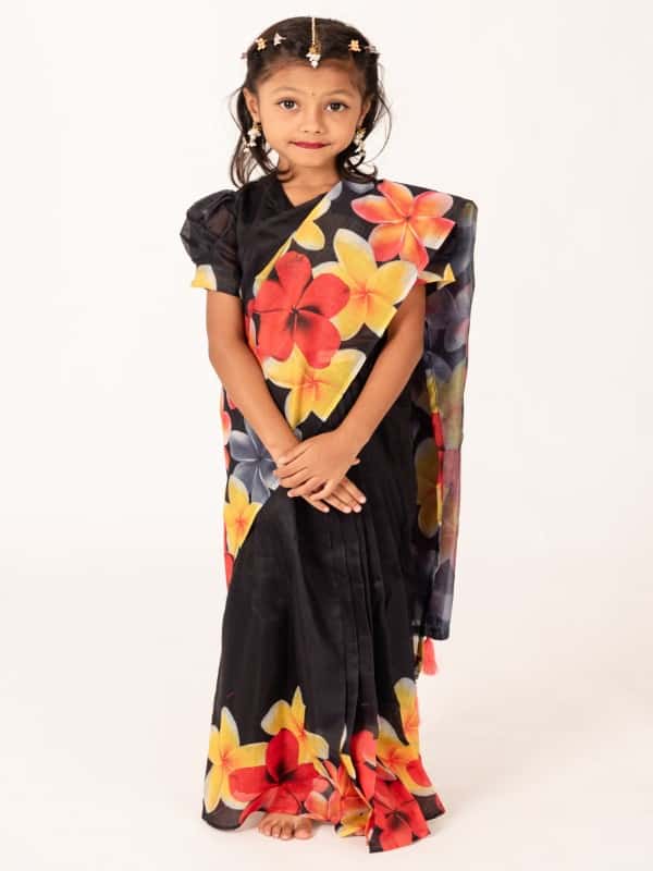 Kath Golap Chanderi Silk Kids Saree for Eid & Weddings – Lightweight Festive Wear