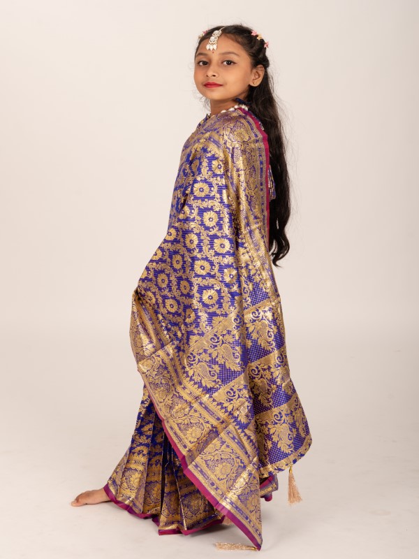 Luxury Lota Banarashi Katan Kids Ready Saree (2)