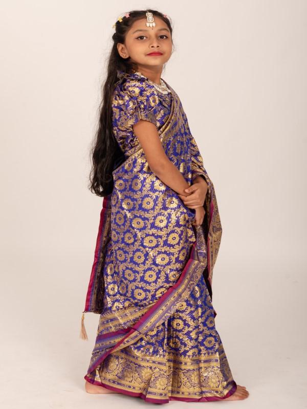 Luxury Lota Banarashi Katan Kids Ready Saree (3)