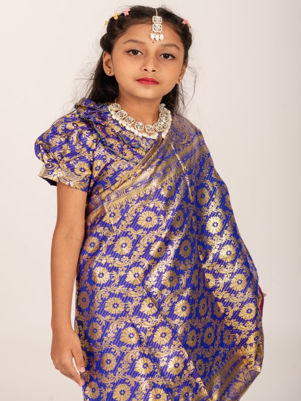 Luxury Lota Banarashi Katan Kids Ready Saree (5)