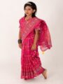 Pink Chunri Half Silk Kids Ready Saree for Eid & Weddings