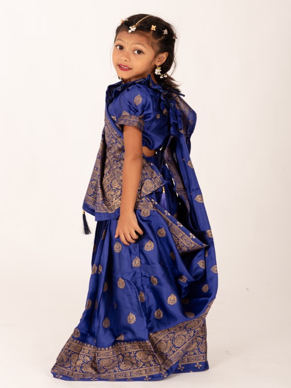 Royal Blue Japani Silk Baby Ready Saree for Parties