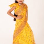Bright Yellow Chunri Cotton Kids Ready Saree for Eid & Daily Wear – Lightweight Fresh Style