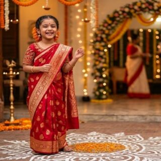 How to Style Banarasi-Kids-Ready-Saree for Festivals-