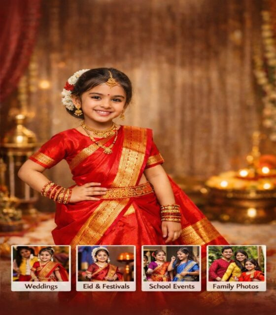 Pre-Stitched Silk Kids Saree