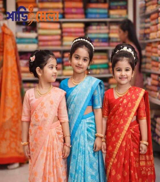 Jamdani kids ready saree in Dhaka