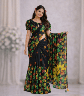 Trendy Chandi Silk Saree – Kathgolap & Floral Design Series